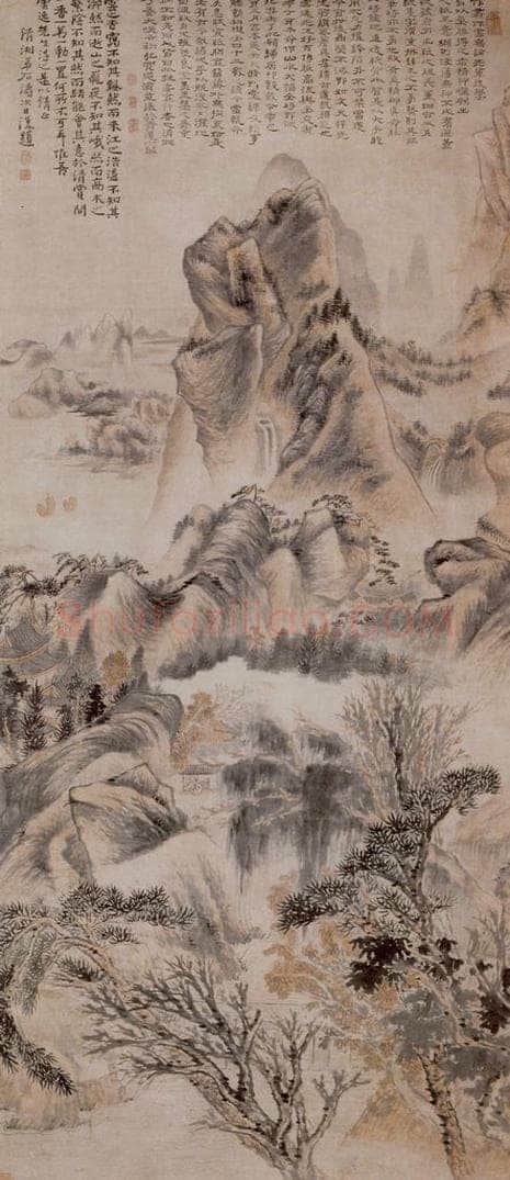 1687年 石涛 《江天山色图》 书画作品