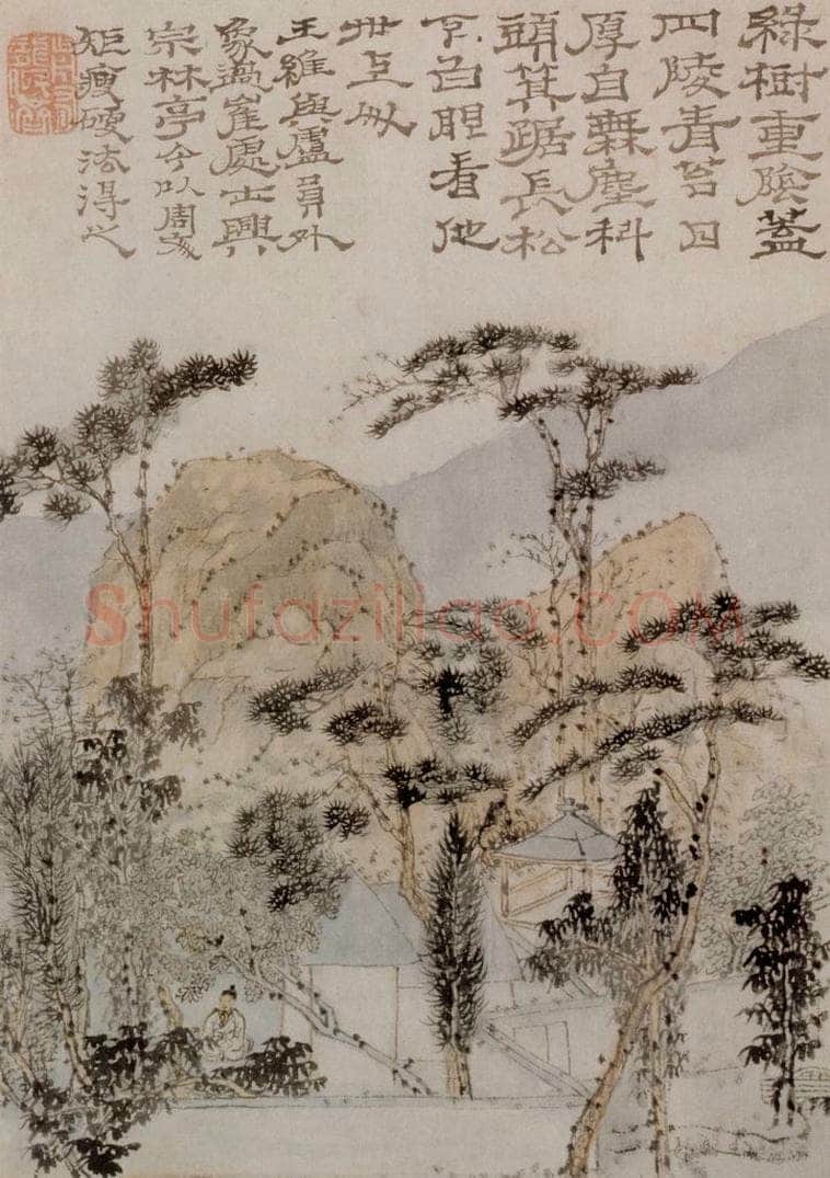 1705年 石涛 《唐人诗意图》 书画作品