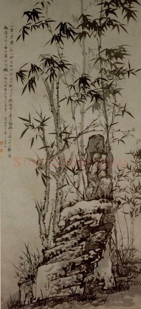 1679年 石涛 《竹石梅兰图》 书画作品