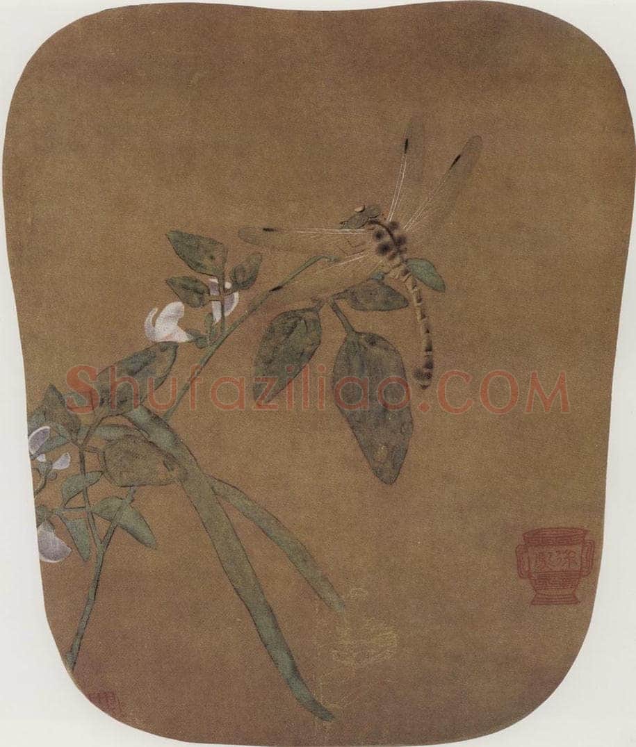 北宋 徐熙 《豆花蜻蜓图》 书画作品