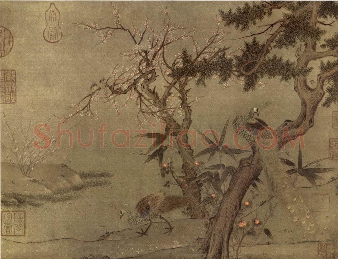 南宋 马麟 红梅孔雀图 书画作品