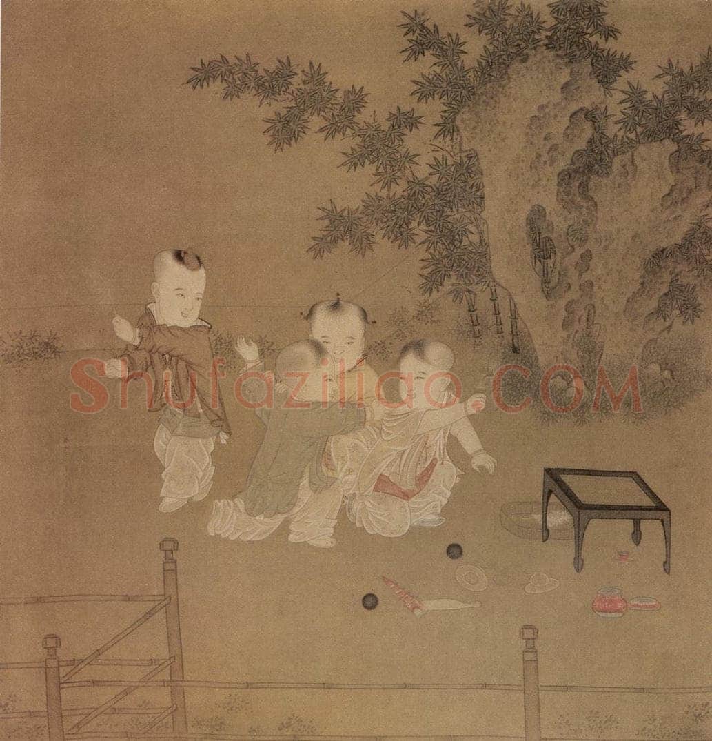 南宋  小庭婴戏图 书画作品