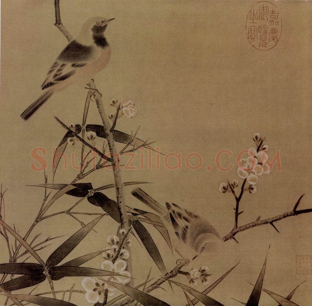 南宋 无名氏 梅竹双雀图 书画作品