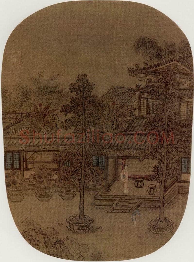 南宋 无名氏 桐荫玩月图 书画作品