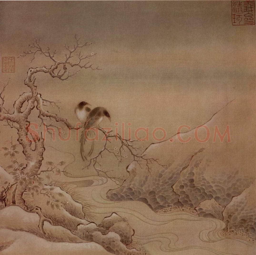 南宋 无名氏 鸟桕文禽图 书画作品