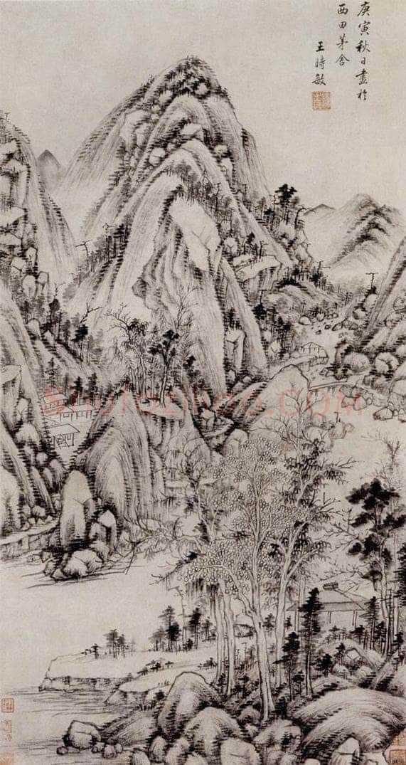 明 王时敏 《丛林曲涧图轴》 书画作品