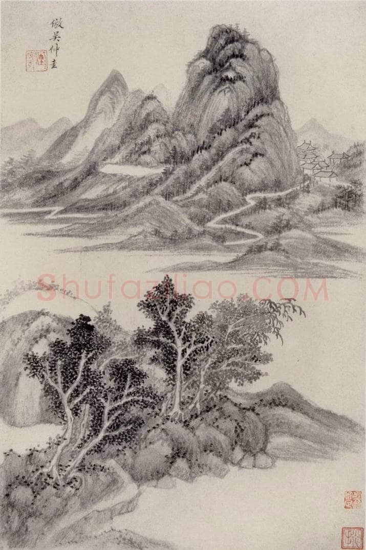 明 王时敏 《仿古山水图册》 书画作品