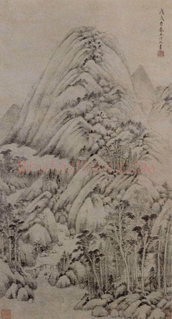 明 王时敏 《山水图轴》 书画作品