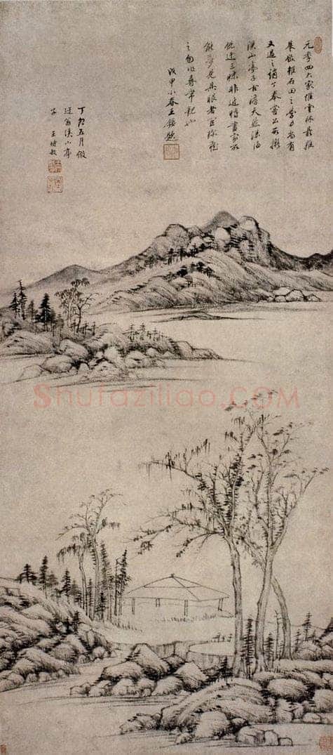 明 王时敏 《溪山亭子图轴》 书画作品