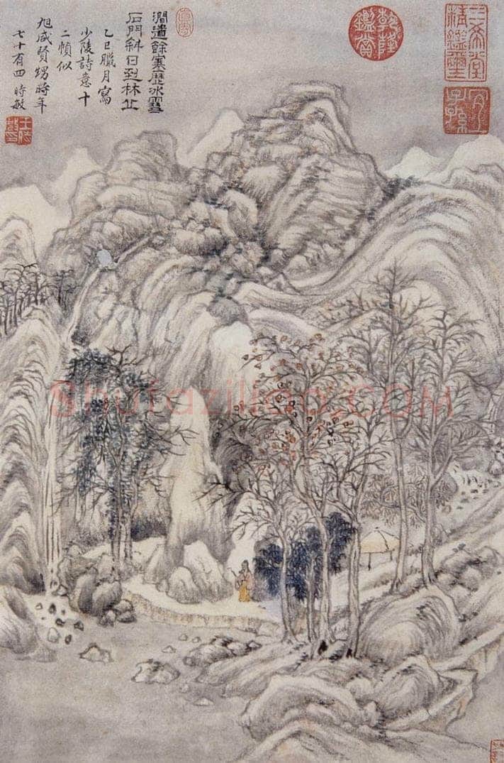 明 王时敏 《仿杜甫诗意图册》 书画作品
