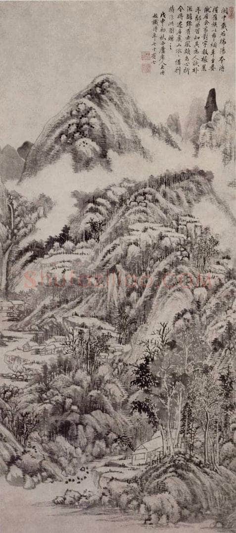 明 王时敏 《虞山惜别图轴》 书画作品
