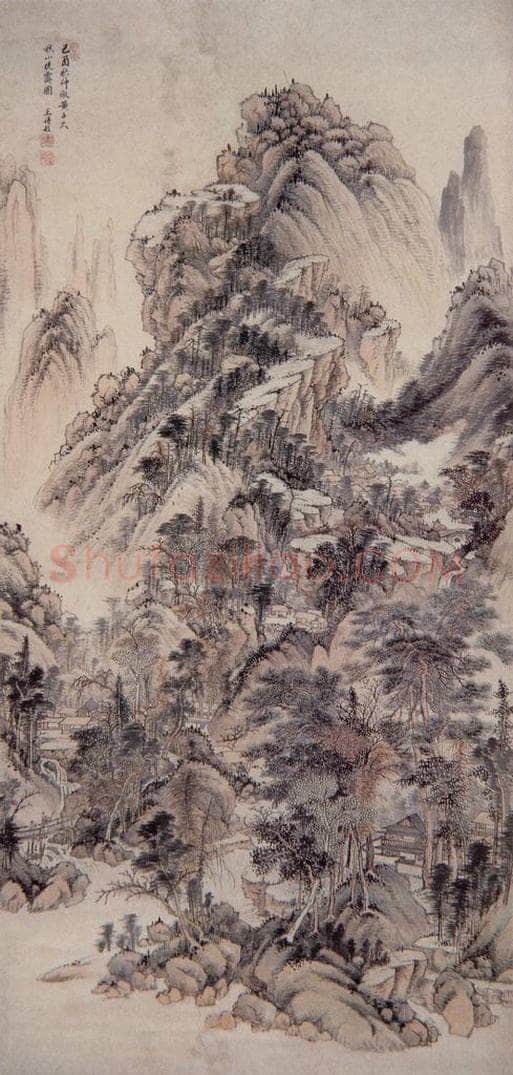 明 王时敏 《秋山晓霁图轴》 书画作品