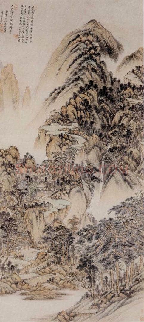 明 王时敏 《仿大痴山水图轴》 书画作品