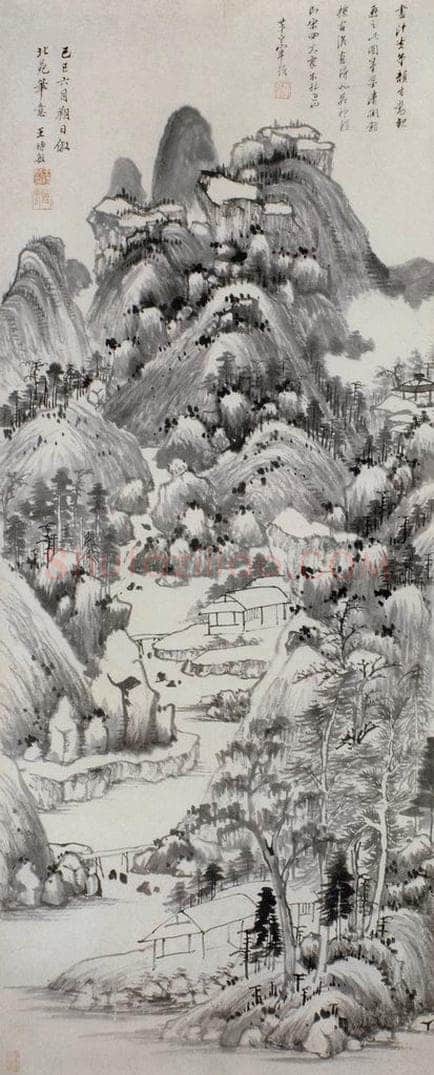 明 王时敏 《仿董北苑山水图轴》 书画作品
