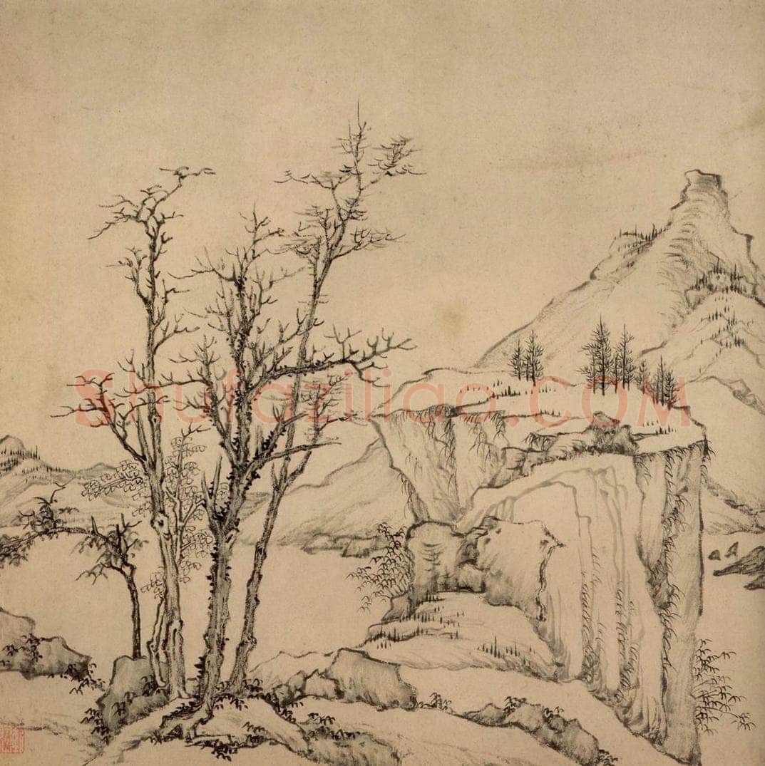 清 弘仁 《山水册》 书画作品