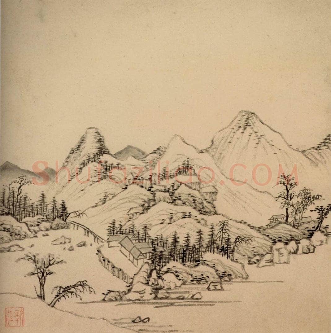 清 弘仁 《山水册》 书画作品