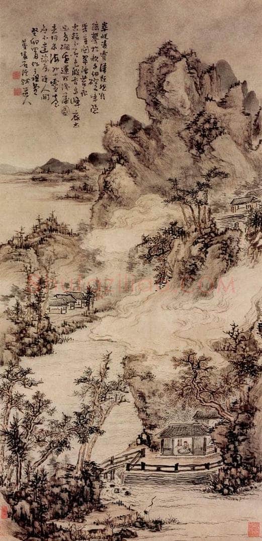 清 髠残 《青峰凌霄图轴》 书画作品