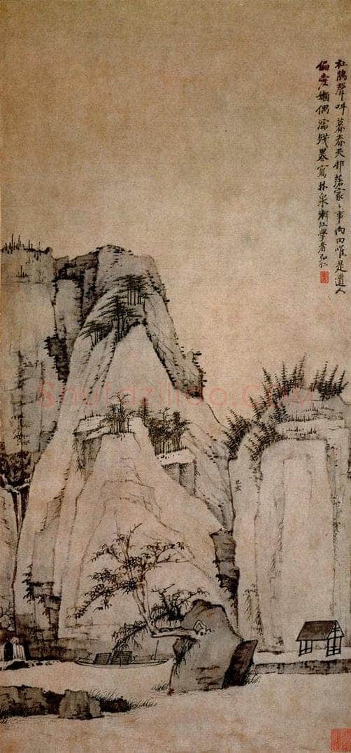 清 弘仁 《林泉图轴》 书画作品