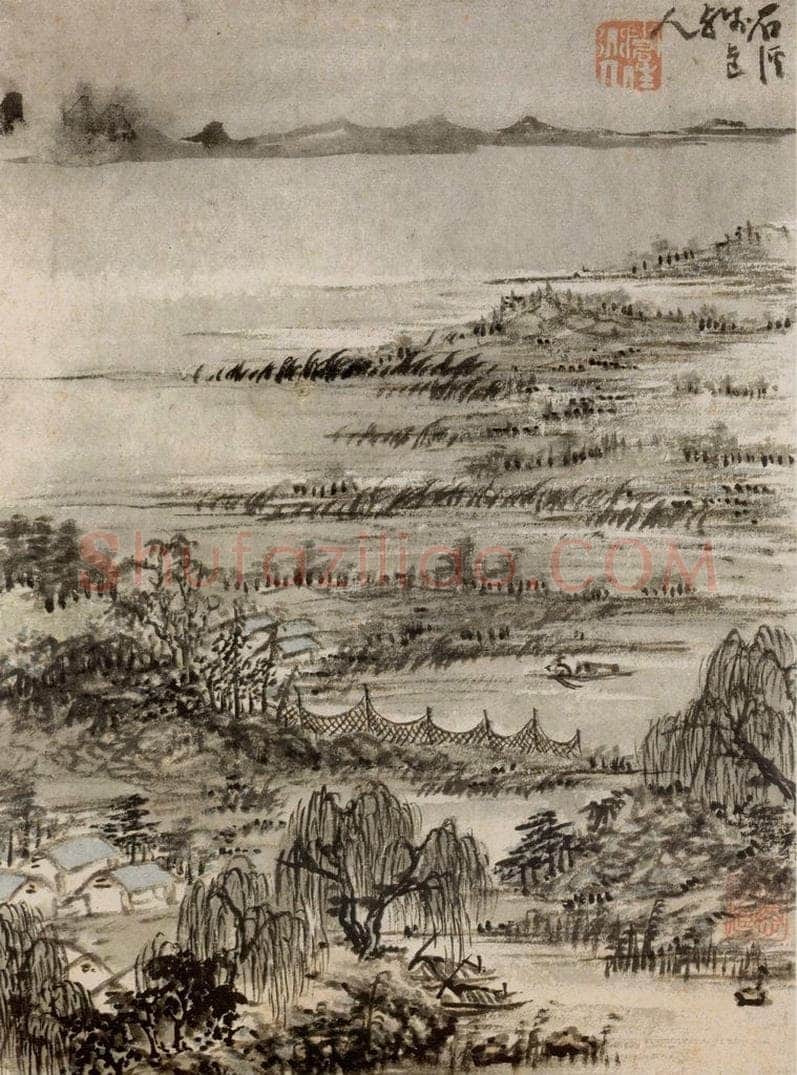 清 髠残 《山水册》 书画作品