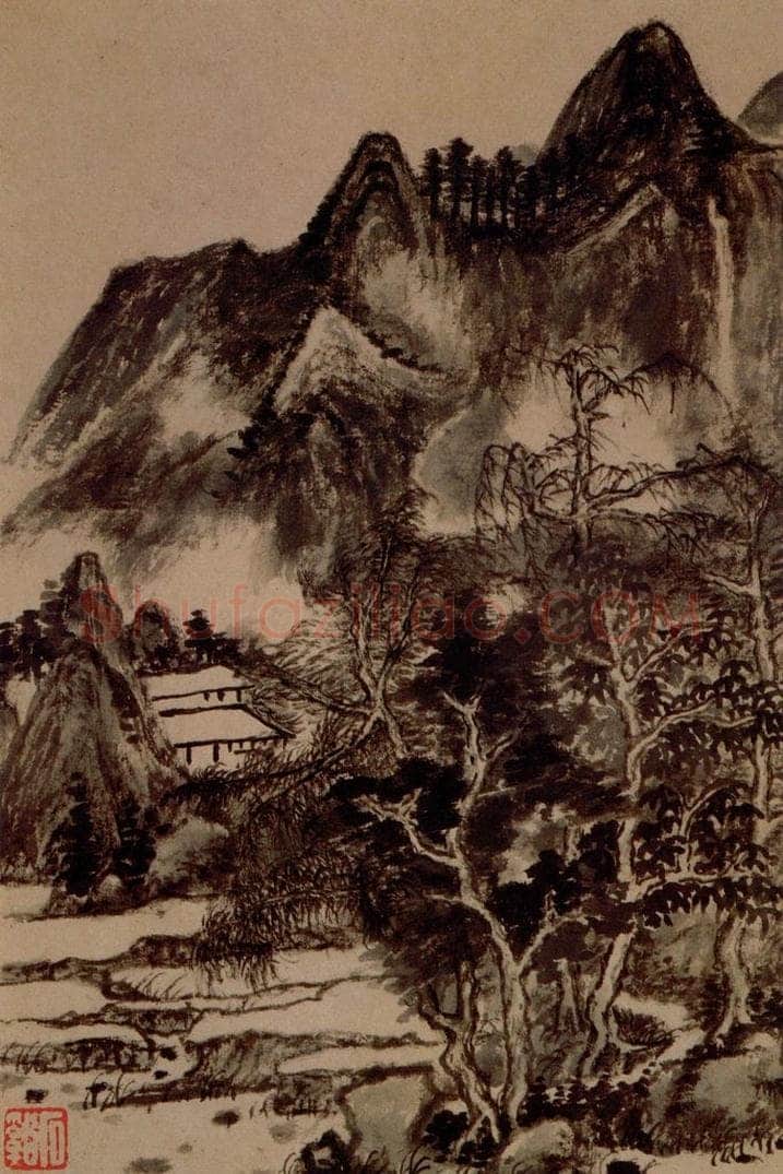清 髠残 《山水册》 书画作品