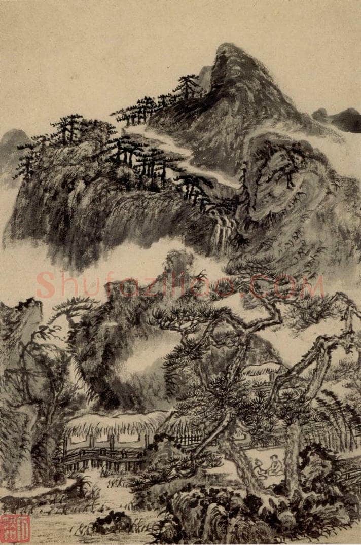 清 髠残 《山水册》 书画作品