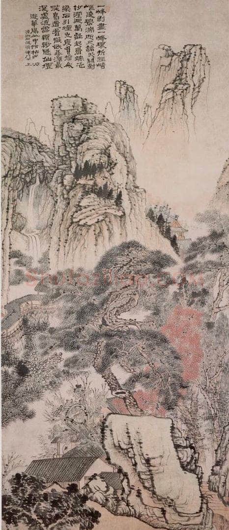 清 石涛 《游华阳山图轴》 书画作品