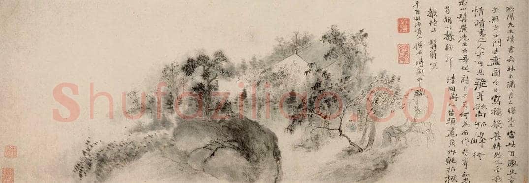 清 石涛 《秋声赋图卷》 书画作品