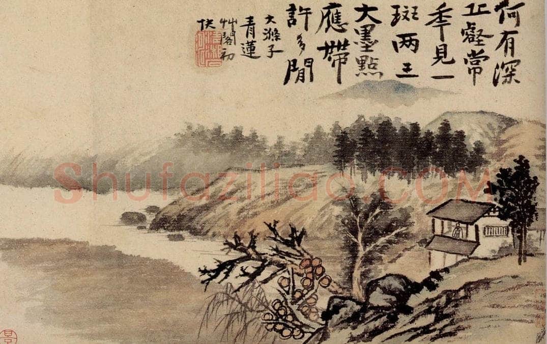 清 石涛 《山水花卉册》 书画作品