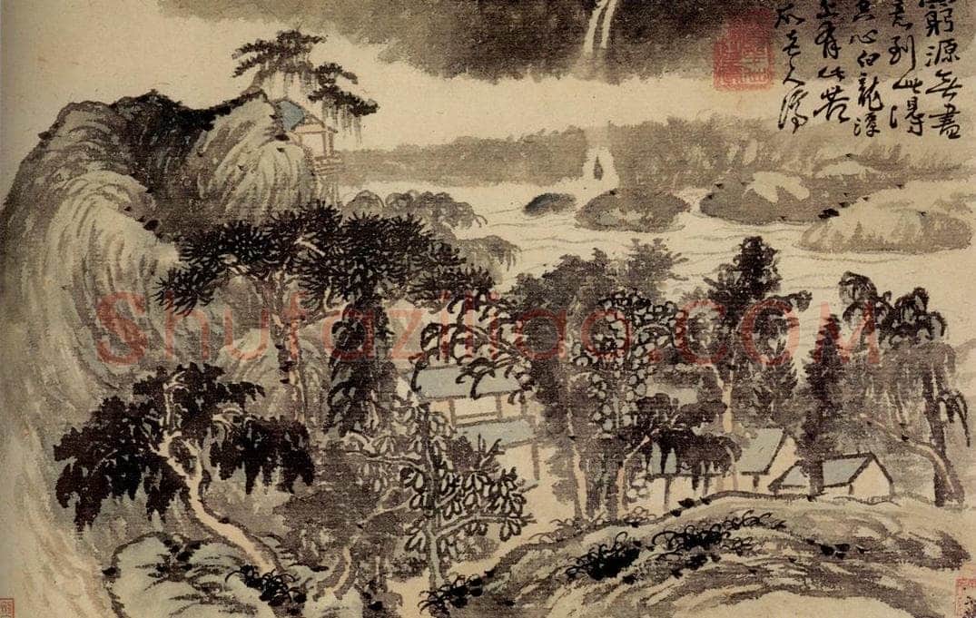 清 石涛 《山水花卉册》 书画作品