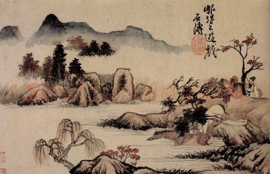 清 石涛 《山水花卉册》 书画作品