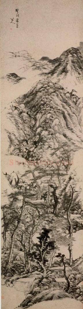 清 朱耷 《秋山图轴》 书画作品
