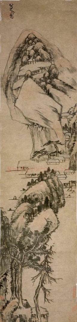 清 朱耷 《溪山松屋图轴》 书画作品