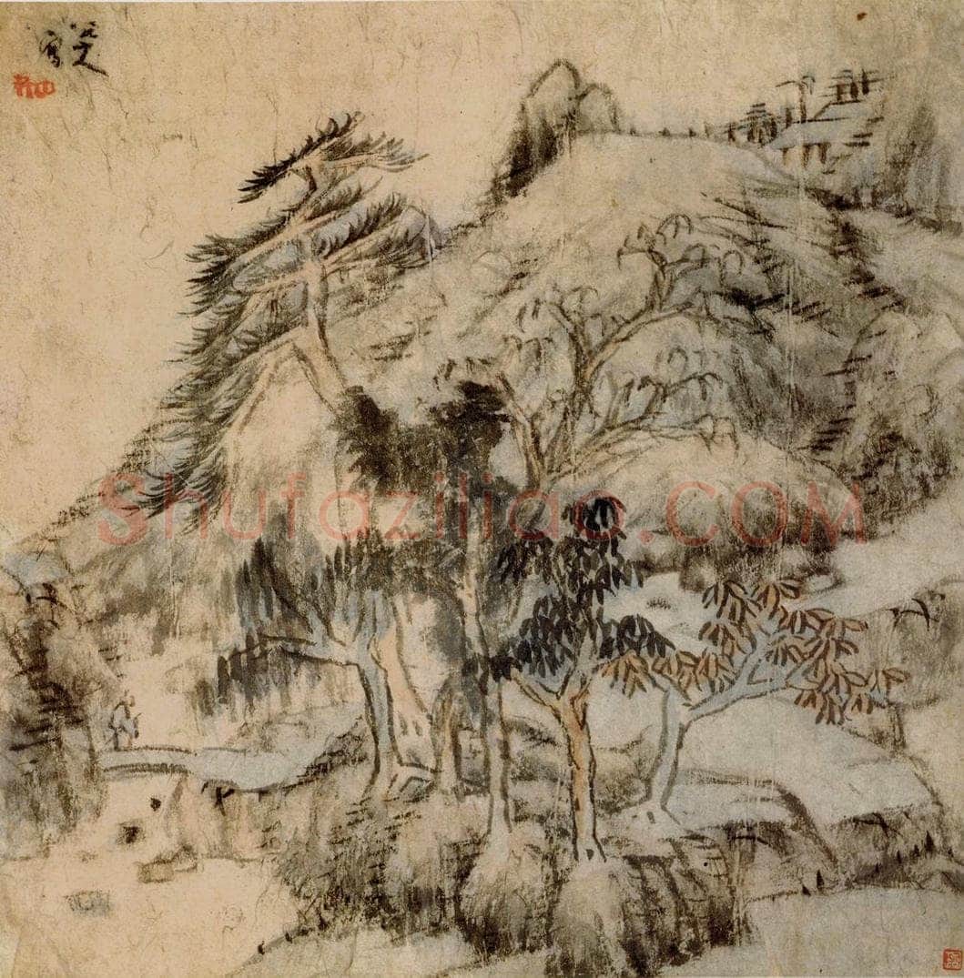 清 朱耷 《山水图页》 书画作品