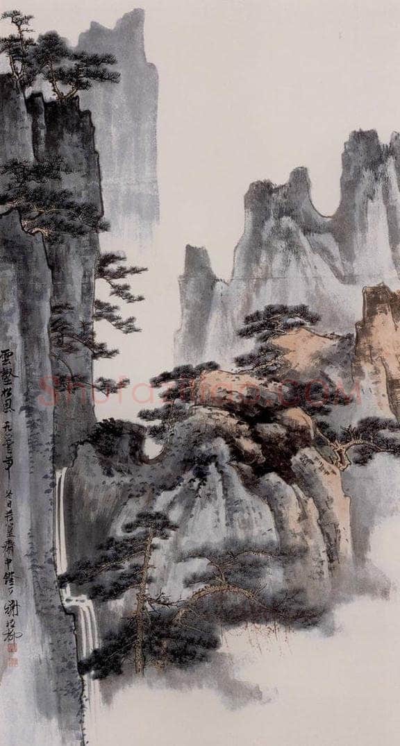 1960年 谢稚柳 云壑松风图 书画作品
