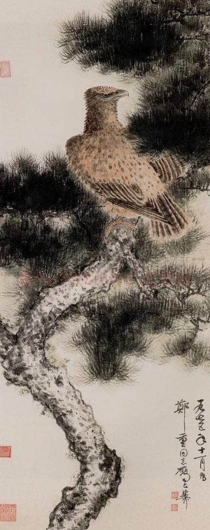 1975年 谢稚柳 松鹰图 书画作品