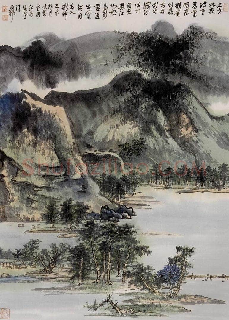 1979年 谢稚柳 落寞山水图 书画作品