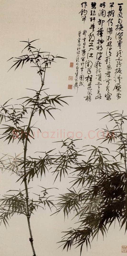 1985年 谢稚柳 墨竹图 书画作品