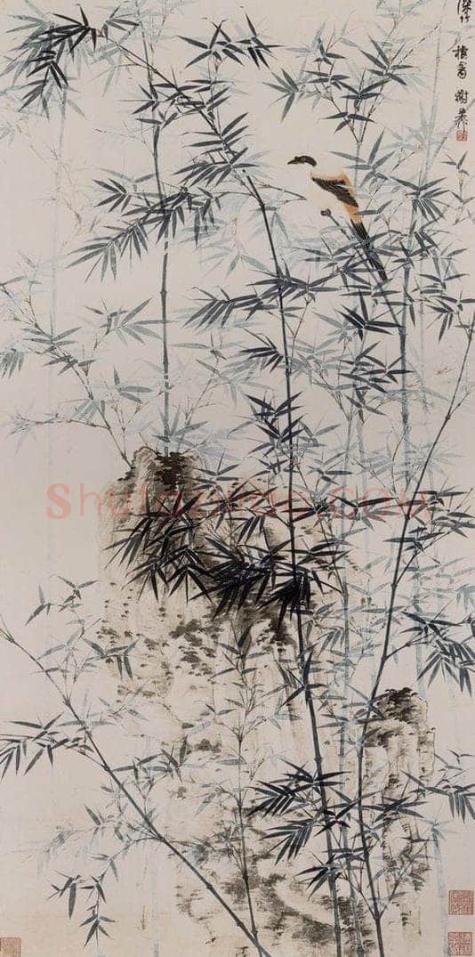 50年代 谢稚柳 《深竹栖禽图》 书画作品