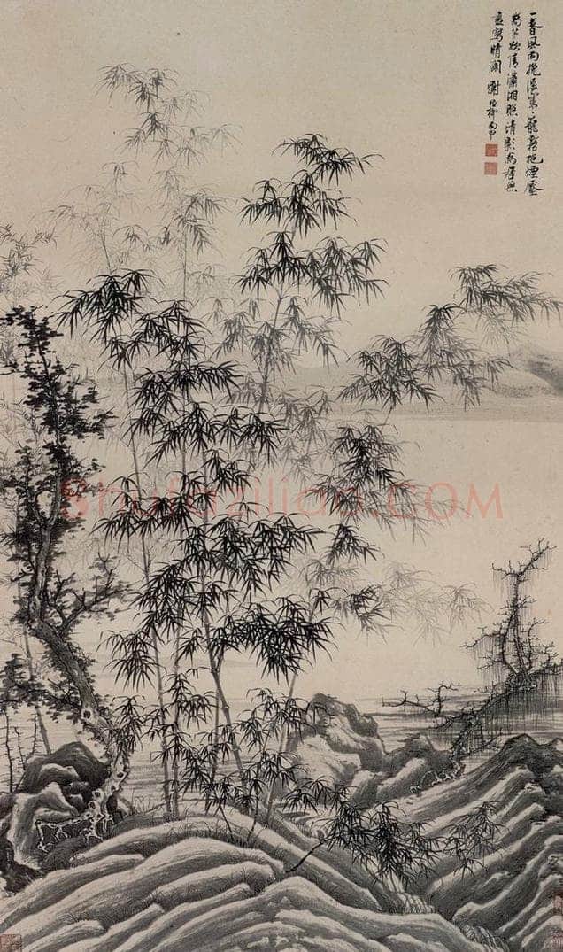 50年代初 谢稚柳 《笼雾拖烟图》 书画作品