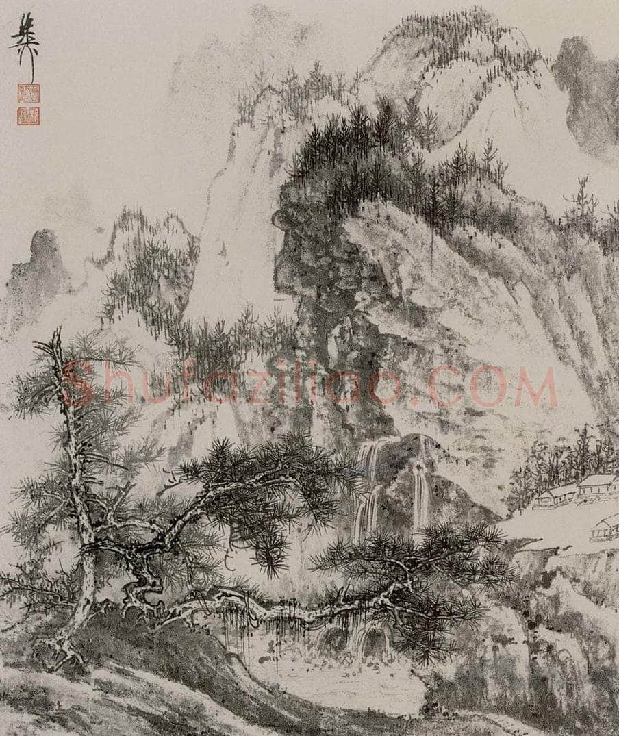 60年代 谢稚柳 《墨笔山水册 书画作品