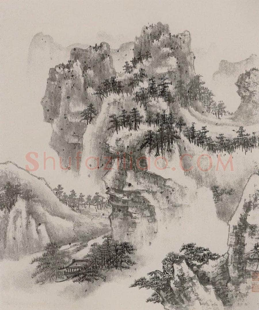 60年代 谢稚柳 墨笔山水册 书画作品