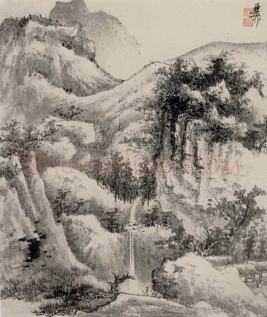 60年代 谢稚柳 墨笔山水册 书画作品