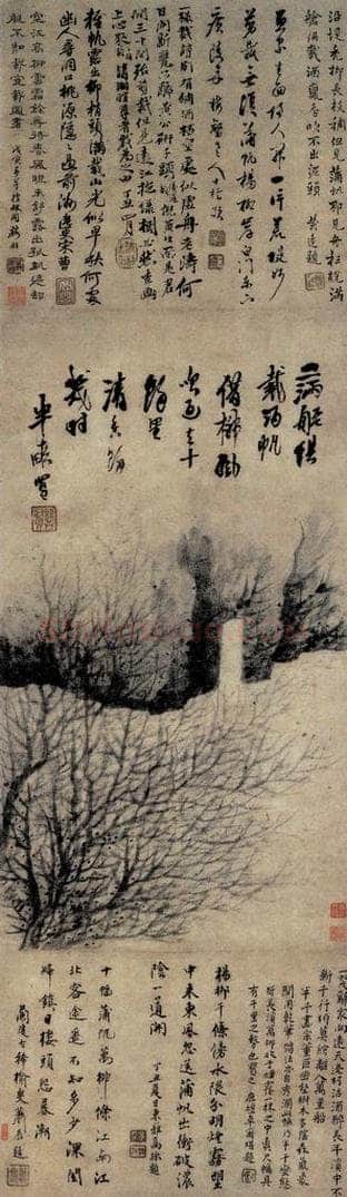 清 龚贤 《柳风片帆图轴》 书画作品