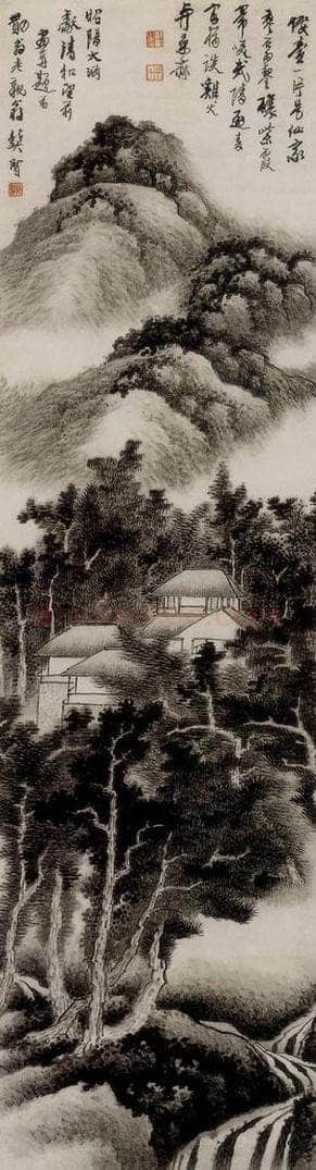 清 龚贤 仙山楼台图轴 书画作品