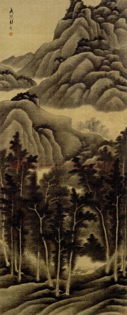 清 龚贤 《夏山过雨图轴》 书画作品