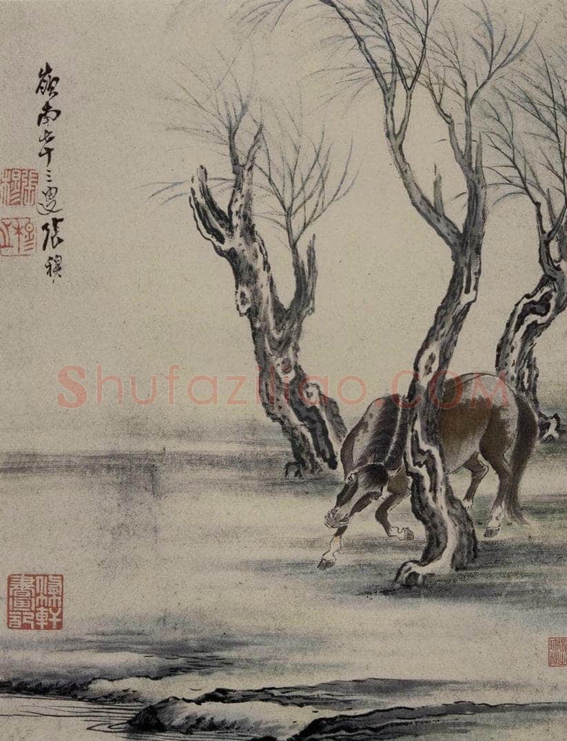 清 张穆 《禽鸟骏马图册》 书画作品