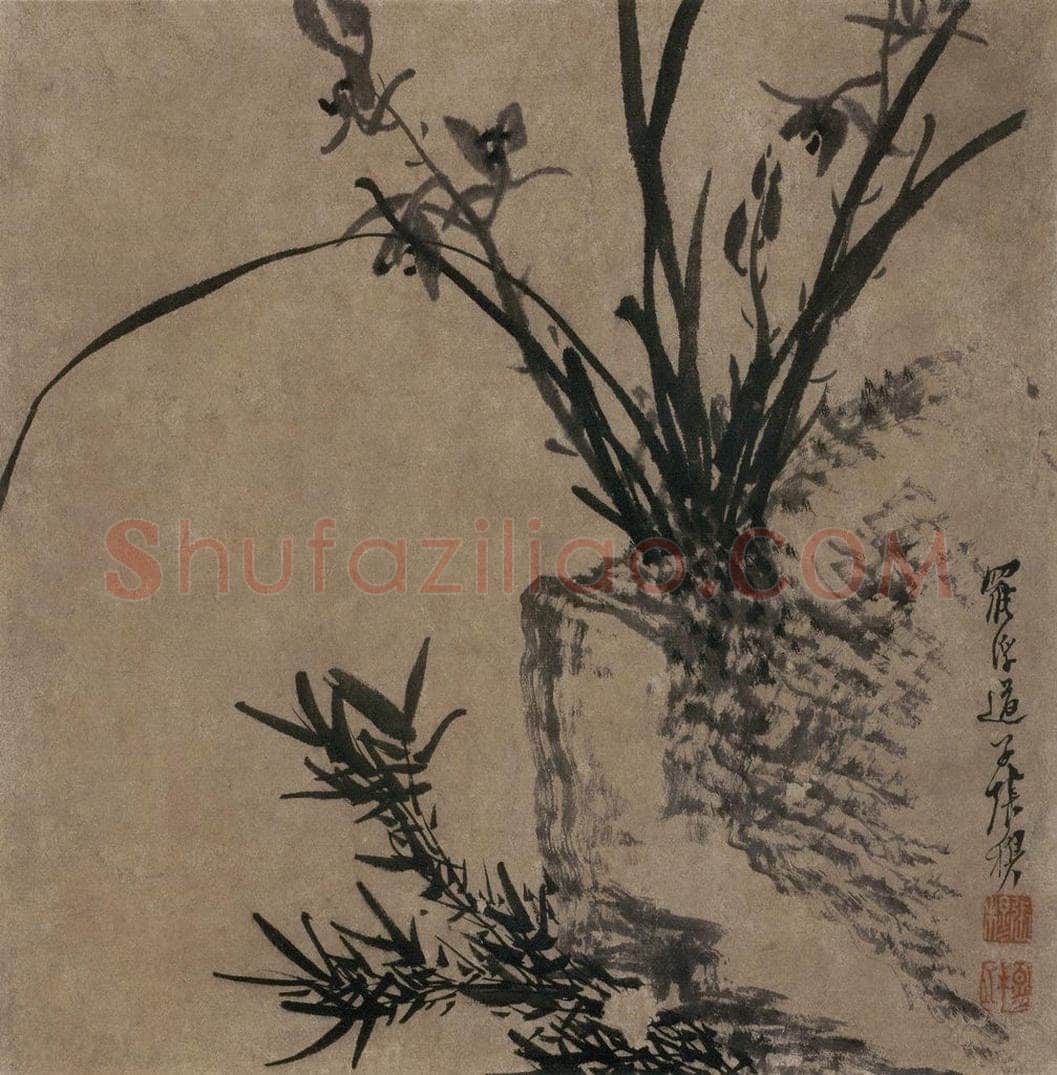 清 张穆 《籣竹文石图册》 书画作品