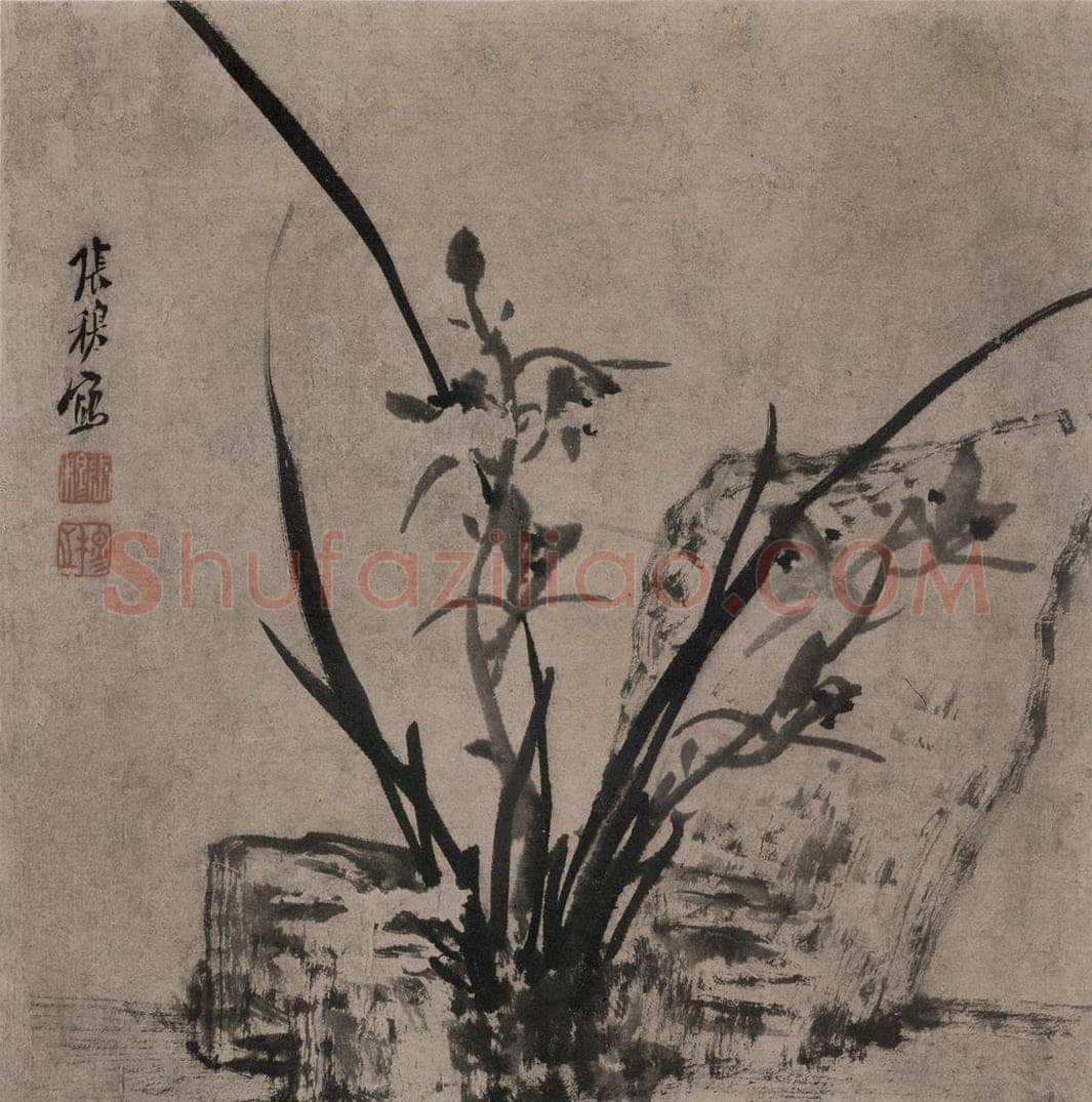 清 张穆 《籣竹文石图册》 书画作品