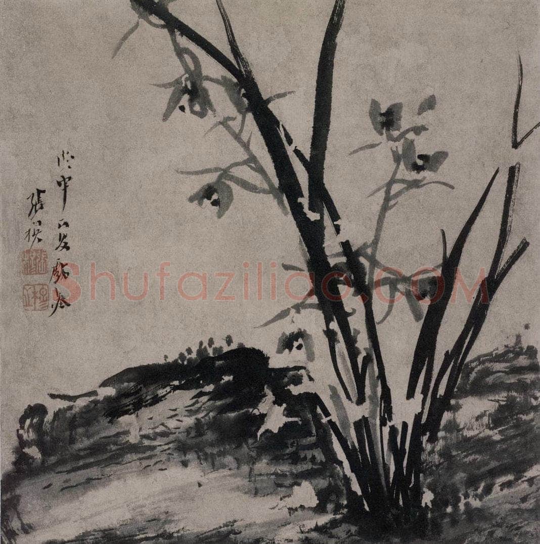 清 张穆 《籣竹文石图册》 书画作品