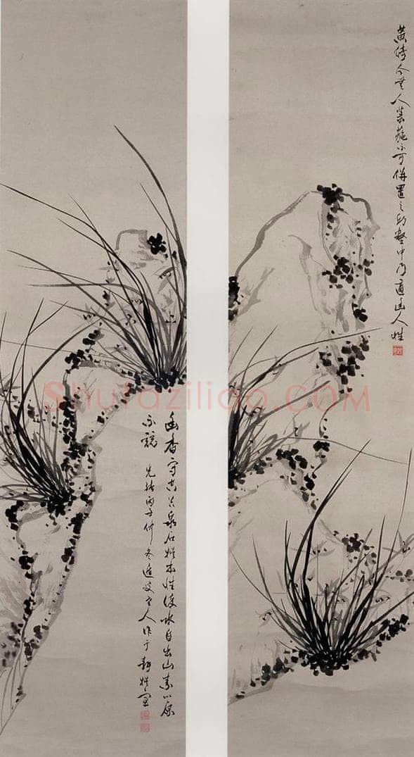 清 张嘉谟 《籣石图屏》 书画作品